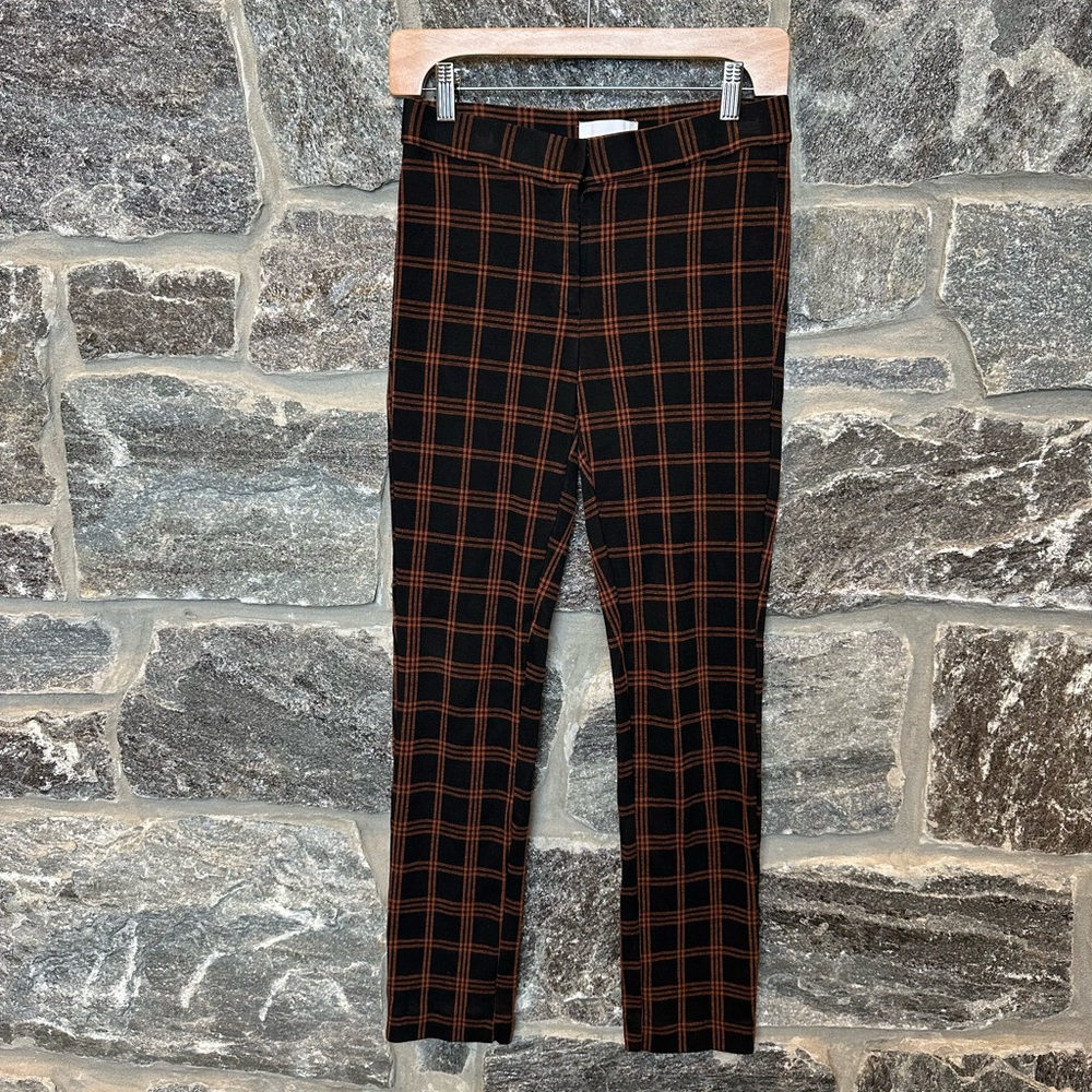 Nordstrom Rack Black and Rust Plaid Ankle Pants, Stretch, Zipper and Button XS - Picture 4 of 16